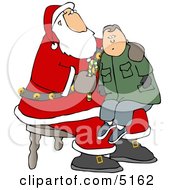 Poster, Art Print Of Boy Sitting On Santas Lap