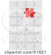 Blank Puzzle Piece Space Showing Red