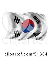 Poster, Art Print Of Wavy South Korea Flag - Version 2
