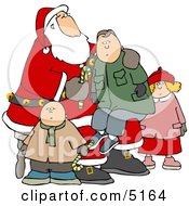 Poster, Art Print Of Children With Santa And Boy Sitting On His Lap