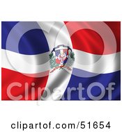 Poster, Art Print Of Wavy Dominican Republic Flag - Version 1