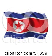 Poster, Art Print Of Wavy North Korea Flag - Version 1