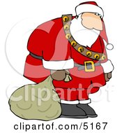 Poster, Art Print Of Sad Tired Exhausted Santa Carrying Sack Of Christmas Presents