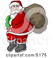 Poster, Art Print Of Santa Carrying Full Bag Of Christmas Presents