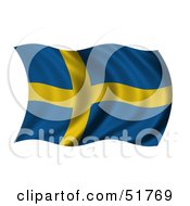Poster, Art Print Of Wavy Sweden Flag - Version 1