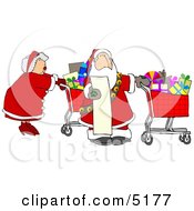 Mr And Mrs Claus Shopping For Christmas Presents Clipart