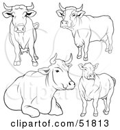 Poster, Art Print Of Digital Collage Of Black And White Cow Outlines - Version 1