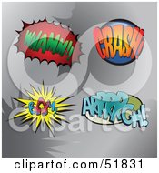 Poster, Art Print Of Digital Collage Of Comic Sound Balloons Whamm Crash Bam Arrrrgh
