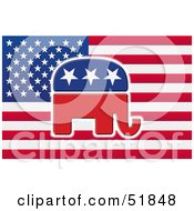 Royalty Free RF Clipart Illustration Of A Republican Elephant Flag Version 1 by stockillustrations