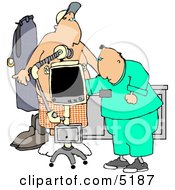 Male Doctor Taking Getting An X Ray Of His Patients StomachChest Area Clipart