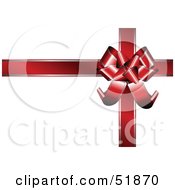 Red Ribbon And Bow On A White Gift Box
