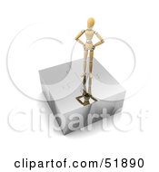 Royalty Free RF Clipart Illustration Of A Successful Orange Model Standing Proudly Atop A Completed Jigsaw Puzzle Cube by stockillustrations #COLLC51890-0101