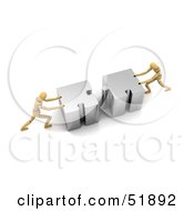 Royalty Free RF Clipart Illustration Of Two Orange Models Pushing Pieces Of A Puzzle Together by stockillustrations #COLLC51892-0101