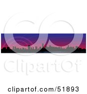 Royalty Free RF Clipart Illustration Of A Silhouetted Miami Florida Skyline Against A Pink Sunset