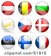 Poster, Art Print Of Digital Collage Of Round Flag Buttons Austria Belgium Bulgaria Cyprus Czech Republic Denmark Estonia Finland France