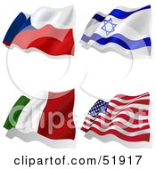 Poster, Art Print Of Digital Collage Of Wavy Flags Czech Israel Italy America