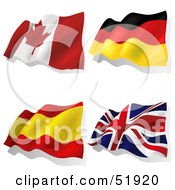 Poster, Art Print Of Digital Collage Of Wavy Flags Canada Germany Spain United Kingdom