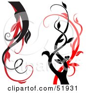 Royalty Free RF Clipart Illustration Of A Digital Collage Of Red And Black Vine Elements