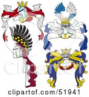 Royalty Free RF Clipart Illustration Of A Digital Collage Of Heraldic Helmet Elements Version 7