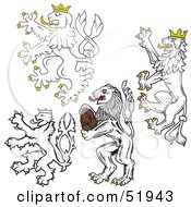 Digital Collage Of Heraldic Lion Elements - Version 1