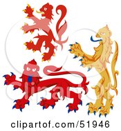 Poster, Art Print Of Digital Collage Of Heraldic Lion Elements - Version 5