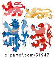 Poster, Art Print Of Digital Collage Of Heraldic Lion Elements - Version 4