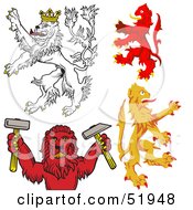 Digital Collage Of Heraldic Lion Elements - Version 3