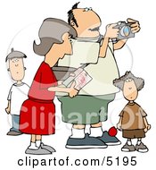 Traveling Family On Vacation With Their Children Clipart