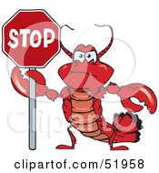 Angry Lobster Holding Up A Stop Sign