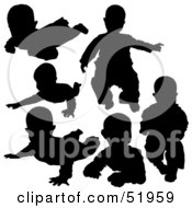 Royalty Free RF Clipart Illustration Of A Digital Collage Of Baby Silhouettes Version 2