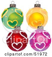 Royalty Free RF Clipart Illustration Of A Digital Collage Of Heart Christmas Baubles