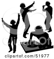 Royalty Free RF Clipart Illustration Of A Digital Collage Of DJ Silhouettes Version 3