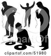 Poster, Art Print Of Digital Collage Of Dj Silhouettes - Version 1