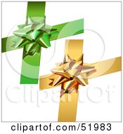 Poster, Art Print Of Royalty-Free Rf Clipart Illustration Of A Digital Collage Of Green And Gold Present Bows