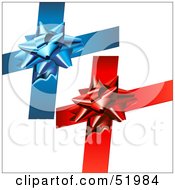 Poster, Art Print Of Digital Collage Of Blue And Red Present Bows