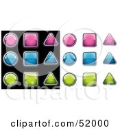 Royalty Free RF Clipart Illustration Of A Digital Collage Of Pink Blue And Green Shiny Icon Buttons