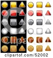 Royalty Free RF Clipart Illustration Of A Digital Collage Of Yellow Red Silver White Brown And Orange Shiny Icon Buttons