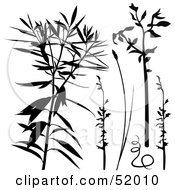 Royalty Free RF Clipart Illustration Of A Digital Collage Of Blue And Blank Plant Silhouettes by dero