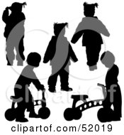 Digital Collage Of Black Playing Children Silhouettes - Version 3