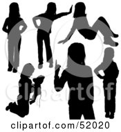 Royalty Free RF Clipart Illustration Of A Digital Collage Of Little Girl Silhouettes Version 1