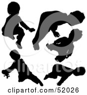 Poster, Art Print Of Digital Collage Of Little Children Silhouettes - Version 1