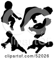Royalty Free RF Clipart Illustration Of A Digital Collage Of Little Children Silhouettes Version 1