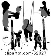 Poster, Art Print Of Digital Collage Of Black Playing Children Silhouettes - Version 1