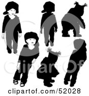 Royalty Free RF Clipart Illustration Of A Digital Collage Of Little Children Silhouettes Version 2