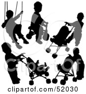 Poster, Art Print Of Digital Collage Of Black Playing Children Silhouettes - Version 2
