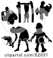 Poster, Art Print Of Digital Collage Of Black Children Playing Silhouettes - Version 4