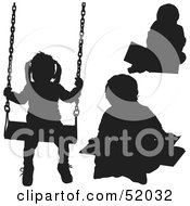 Poster, Art Print Of Digital Collage Of Silhouetted Kids Swinging And Coloring