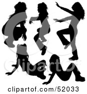 Royalty Free RF Clipart Illustration Of A Digital Collage Of Little Girl Silhouettes Version 2