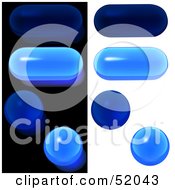 Royalty Free RF Clipart Illustration Of A Digital Collage Of Blue Oval And Circular Glass Buttons