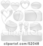 Poster, Art Print Of Digital Collage Of White Design Elements Hearts Bursts Seals Labels And Punctuation